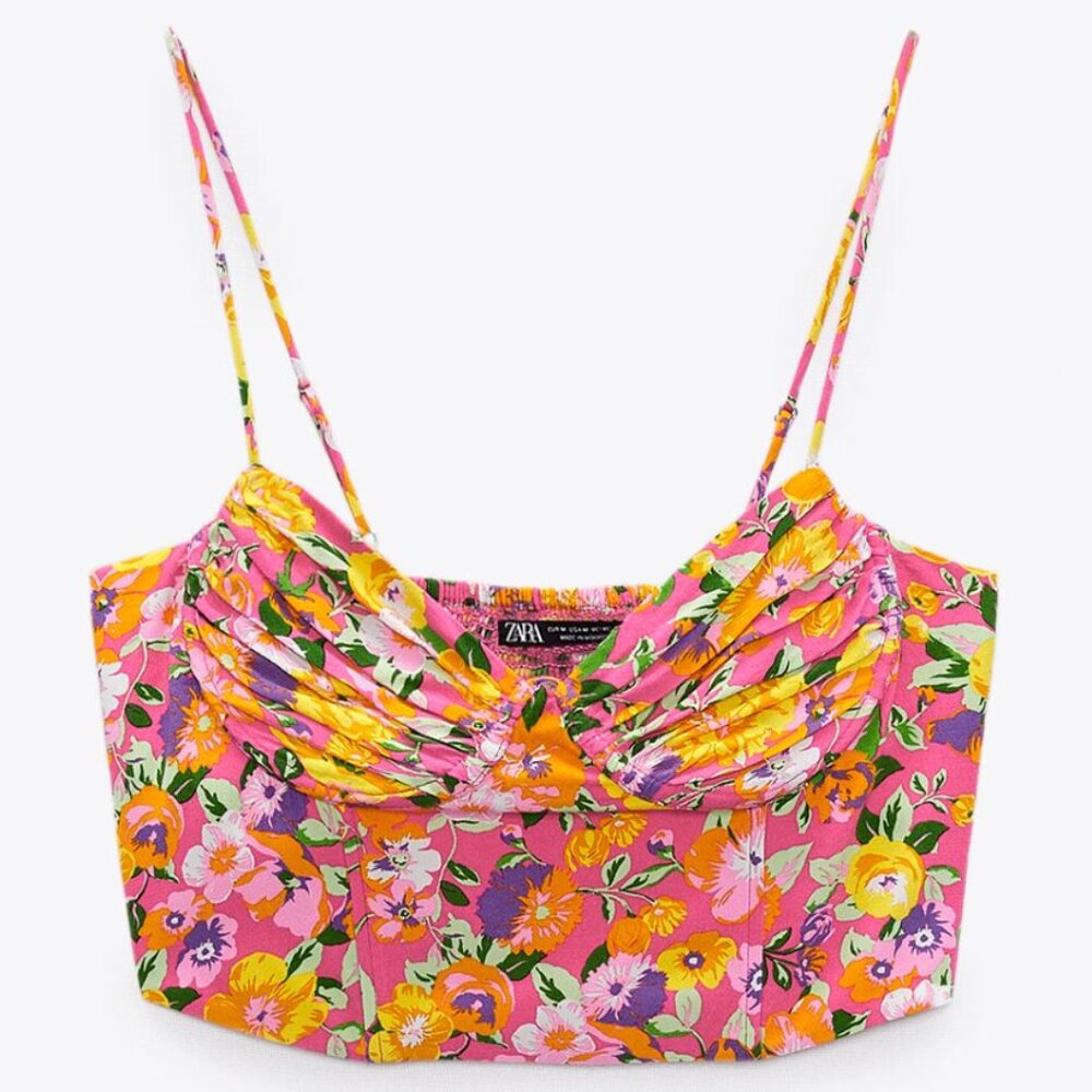 Zara Floral Pink Crop Top